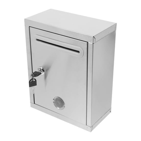 Raindrops Metal Locking Mailbox Wall Mounted Mail Case Lockable Mail Letter Box Stainless Steel Suggestion Box for Home Office Outdoor Door