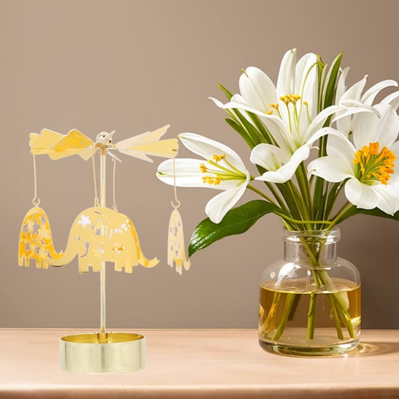 Raindrops Metal Rotating Candle Holder Exquisite Carousel Tealight Candle Holder Table Centerpiece Decorative Rotating Candle Stand