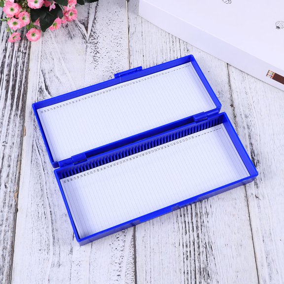 Raindrops Microscope Slide Holder Blue Plastic with Content Sheet Numbered Positions and Easy Cleaning