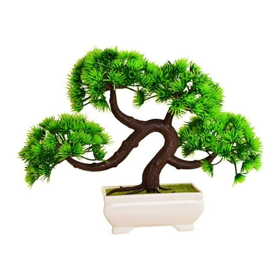 USHOBE Artificial Bonsai Small Simulated Guest-Greeting Pine Decor Green Plastic 1PC