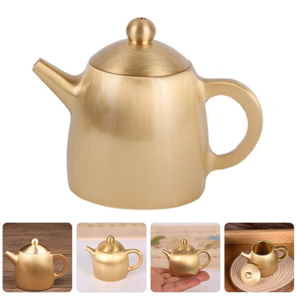Raindrops Mini Brass Toy Teapot 6.5x4.5x3 cm Small Golden Decorative Teapot Collectible