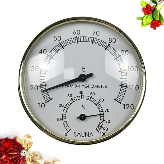 FOMIYES Analog Hygrothermograph Golden Temperature and Humidity Meter with Clear Dial for Terrarium