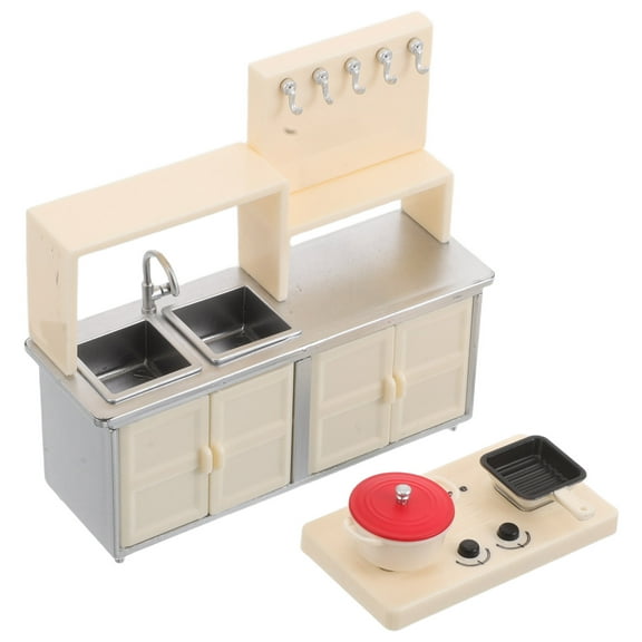 Raindrops Dollhouse Kitchen Model Induction Stove, Light Yellow Plastic, Compact Design for Home
