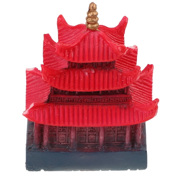 Raindrops Miniature Chinese Style Pavilion Statue, Small Garden Figurine for Home Decoration and Landscape Design