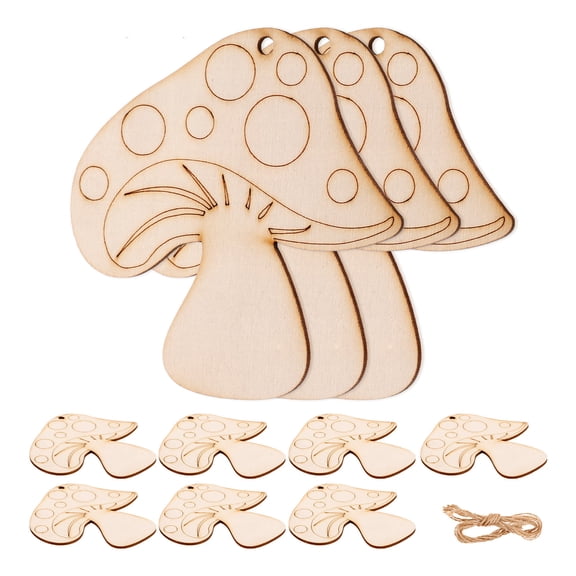 Raindrops Mini Mushroom Craft Wood Embellishments for DIY Projects Home Decor Unfinished Wood Cutouts Multi Color 1 Set