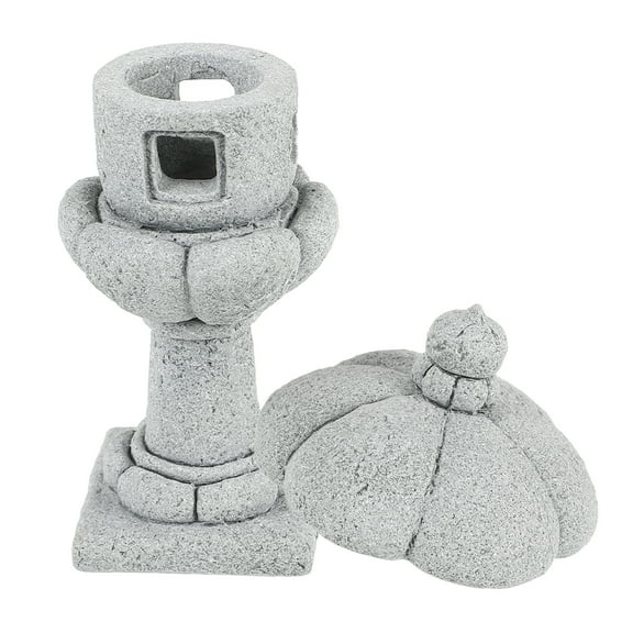 Raindrops Mini Pavilion Figurine Chinese Zen Asian Decor Tiny House Miniature Pagoda Statue Grey