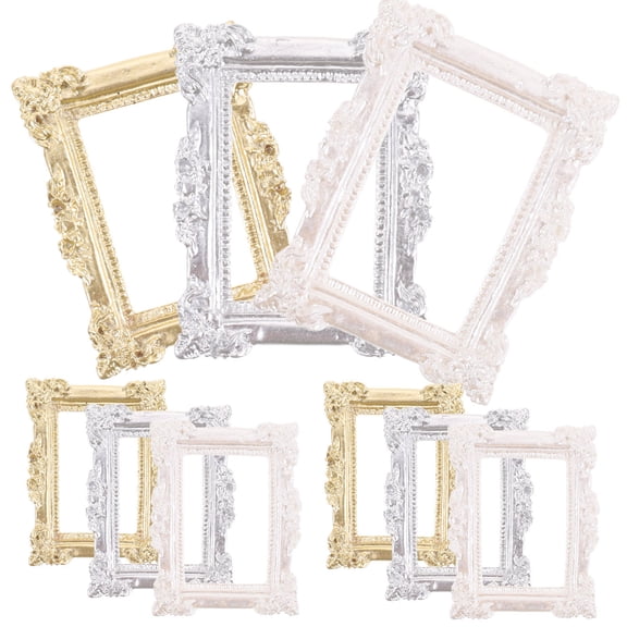 Raindrops Mini Resin Photo Frame for DIY Use with Assorted Color and Delicate Carving Edges 9 Pieces