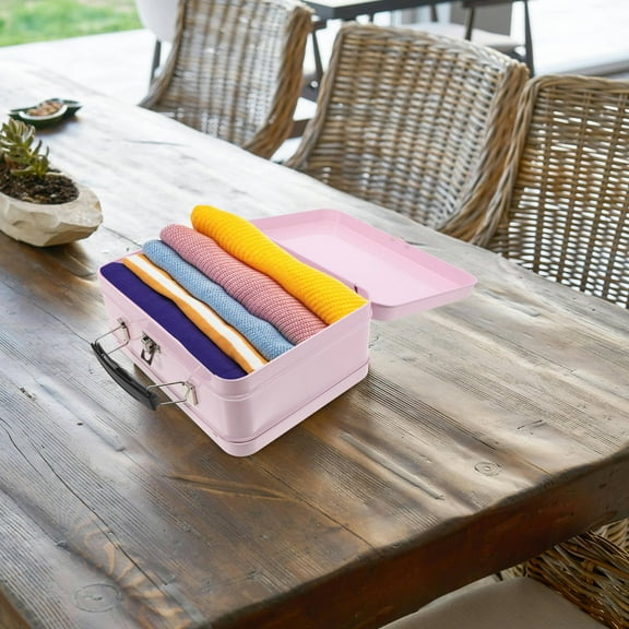 Raindrops Mini Suitcase Party Box Decorative Storage Container for Wedding Accessories Party Decorations Candy Vintage Tin Box with Lid