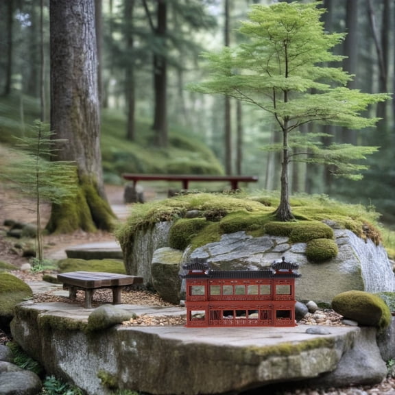 Raindrops Miniature Pavilion Chinese Style Plastic Ancient Pavilion for Creating Beautiful Micro Landscapes Ancient Building Models for Home and Office