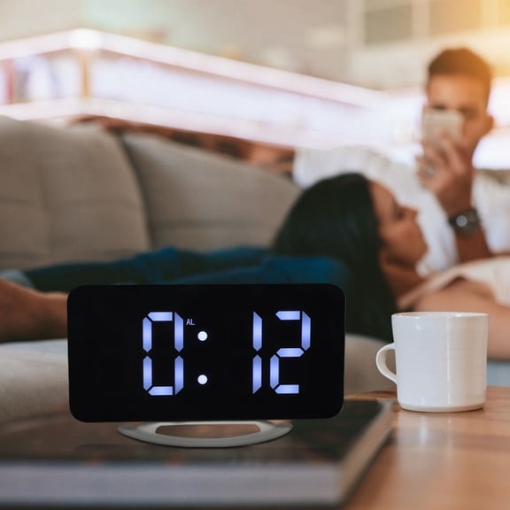 Raindrops Mirror Digital Alarm Clock Featuring Vibrating Alert and Large Clear Screen Display