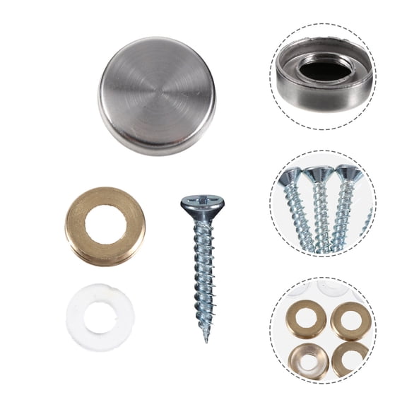 Raindrops Mirror Screw Caps 24Pcs Stainless Steel Mirror Nails For Wardrobe Fixing