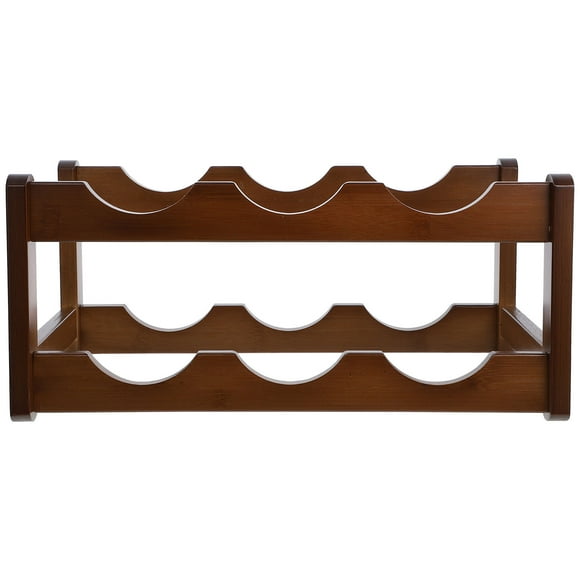 Raindrops Modern Bamboo Wine Rack for Storage Use Coffee Color Free Standing Slim Design Holds Multi Bottles 7.87 x 3.94 x 11.81 inches