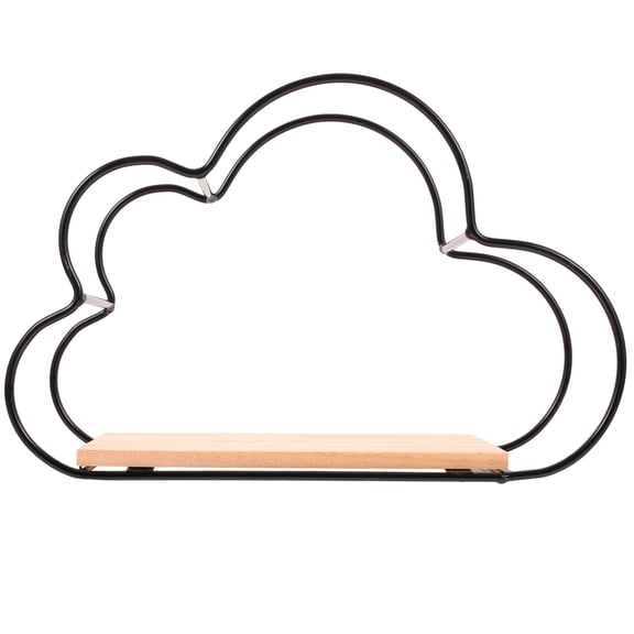Raindrops Large Cloud Shaped Floating Wall Shelf in Black Synthetic Material, Modern Design with 7.87 Inch Depth for Storage