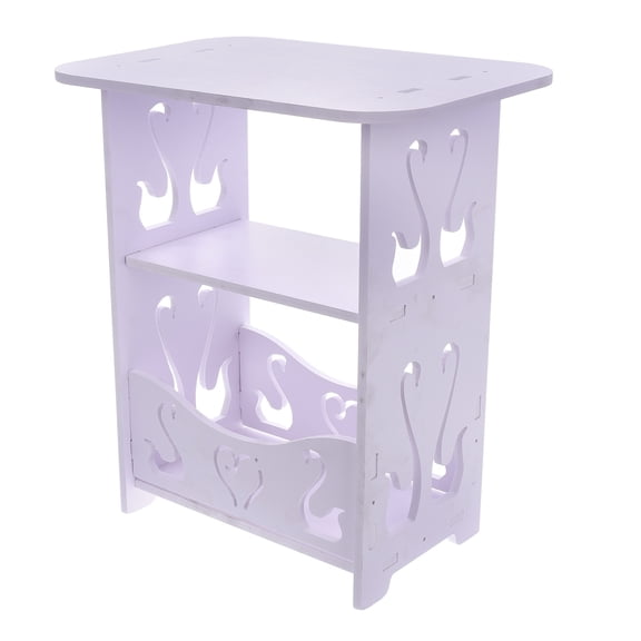 Raindrops Modern Small Bedside Table with Storage for Home White PVC Wood-Plastic Composite 1 Piece