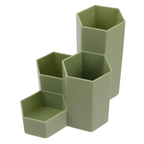 Green Plastic Desktop Organizer with Multiple Hexagon Compartments, Stationery Storage Holder for Office and Home Use