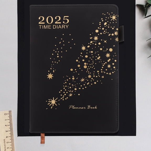 Raindrops 2025 Monthly Planner with Black PU Cover, Large Professional Organizer and Spacious Calendar for Effective Scheduling