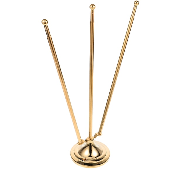 Raindrops Table Top Flag Stand W Shaped Flag Stand Golden Stainless Steel 1Pack