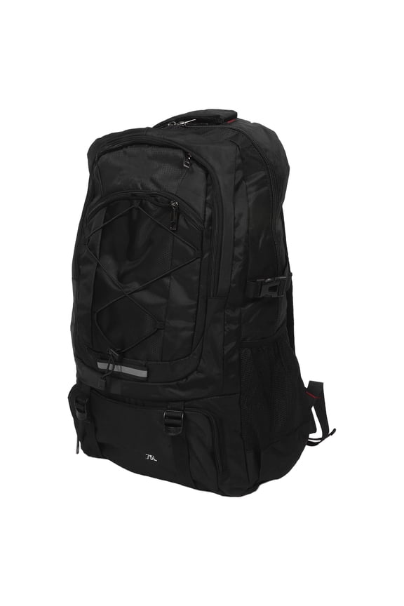 Black Outdoor Hiking Backpack with Ergonomic Design and Multiple Pockets