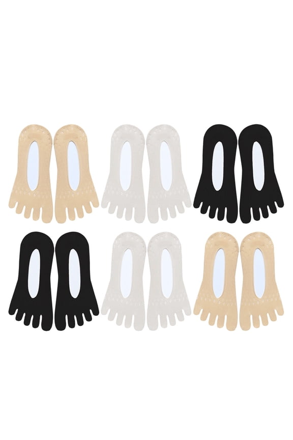 Raindrops Mouth Boat Socks for Women Assorted Color Velvet and Nylon Comfortable with Five Toe Separator 10 Pairs