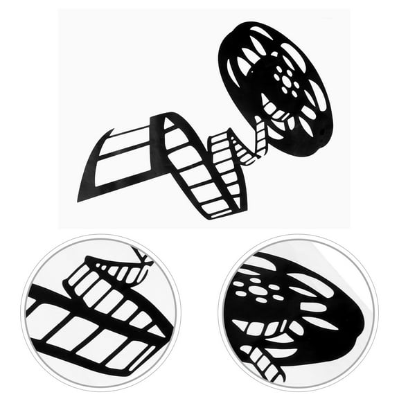 Raindrops Movie Reel Pattern Wall Sticker for Home Decor Black PVC 1Set 28.7x22.4in