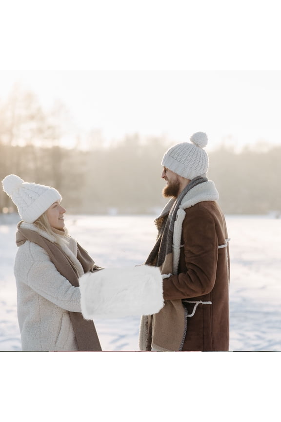 Muffs for Young Girl Women Winter Warmer Fluffy Muffler Miss Woman White