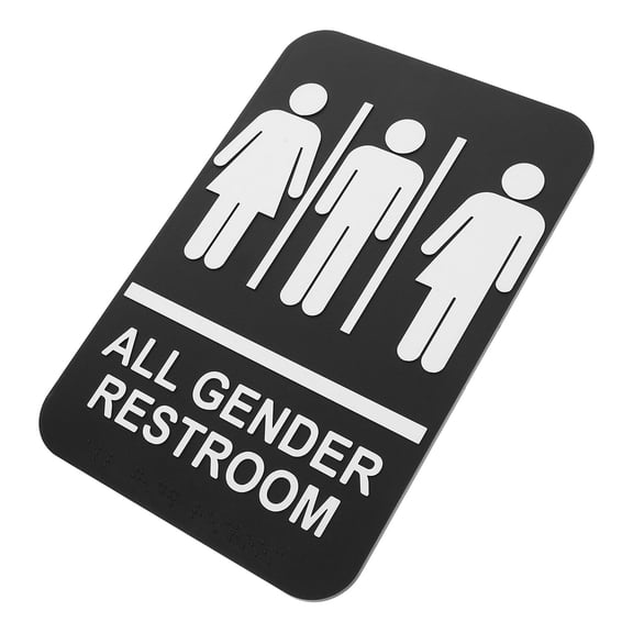 Raindrops Multi Color ABS Braille Restroom Sign Self Adhesive Gender Neutral Bathroom Sign for Restroom 4.5 x 9 Inches