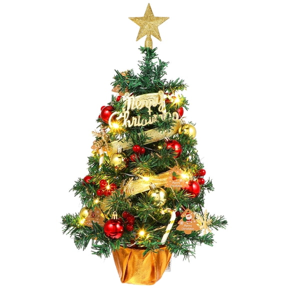 Raindrops Compact Artificial Christmas Tree with Multi Color Lights and Decorative Ornaments for Tables