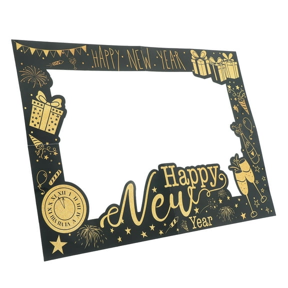 Raindrops Multi-Color New Year Photo Booth Frame in Black with Paper for Party Decorations, 1 Set