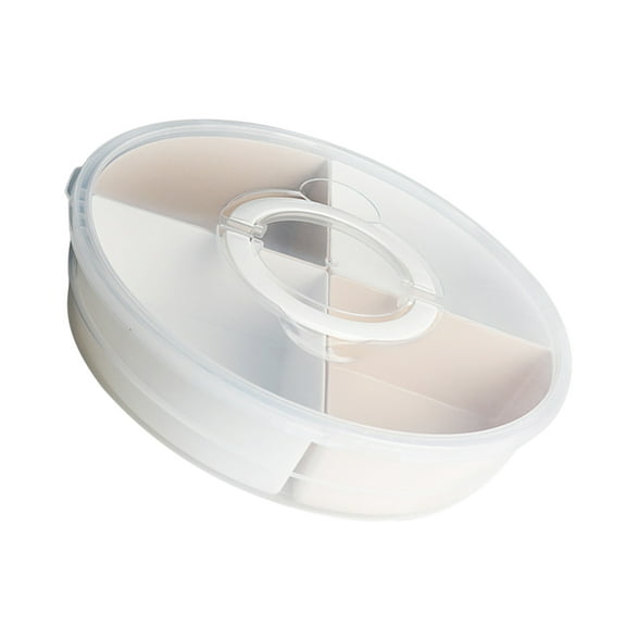 DEMACRIO Divided Serving Dishes Divided Plastic Box Beige 1Pcs 12.58X12.58X2.87In