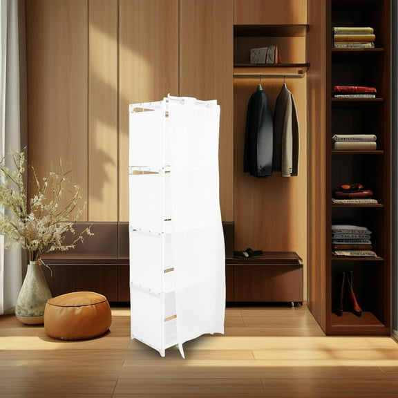 Raindrops Multi-Layer Small Wardrobe Bedroom Supply Floor Freestanding Cabinet Tiny Storage Closet With Shelves And Curtain Bedroom Tiny Wardrobe