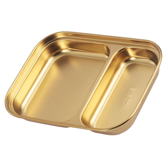 FOMIYES Elegant Golden Stainless Steel Picnic Food Dish Multi Use Snack Storage Tray