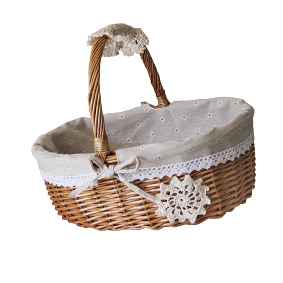 Raindrops Multi Woven Storage Basket with Linen Lace, Ideal for Snacks, Fruits, and Home Organization, 1 Piece
