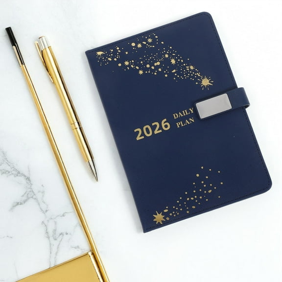 Raindrops Portable A5 Paper Planner 2026 with Stylish PU Cover and Monthly Bookmarks