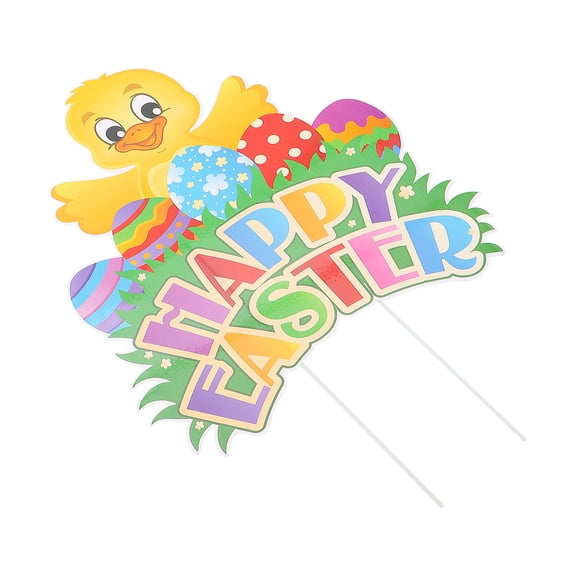 Raindrops 1Pc Easter Outdoor Sign Multicolor Party Yard Stake with Realistic Chick Texture
