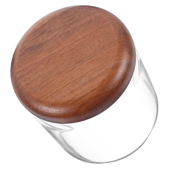 Raindrops MultiUse Glass Food Storage Container with Wooden Lid for Candy Tea and Sugar Organization 1 Piece