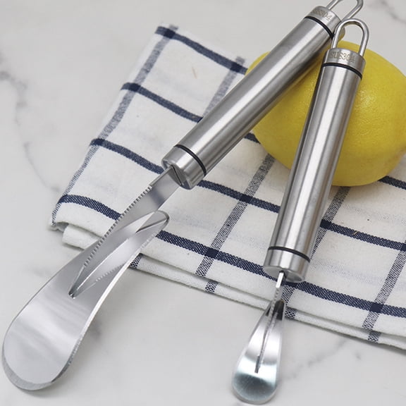 Raindrops Multifunctional Kitchen Accessory Stainless Steel Orange Peeler for Kitchen Use Silver 2pcs