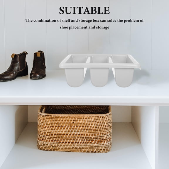 Raindrops 3Pcs Slipper Storage Tray Dark Grey Plastic Multifunctional Organizer for Entryway and Living Room