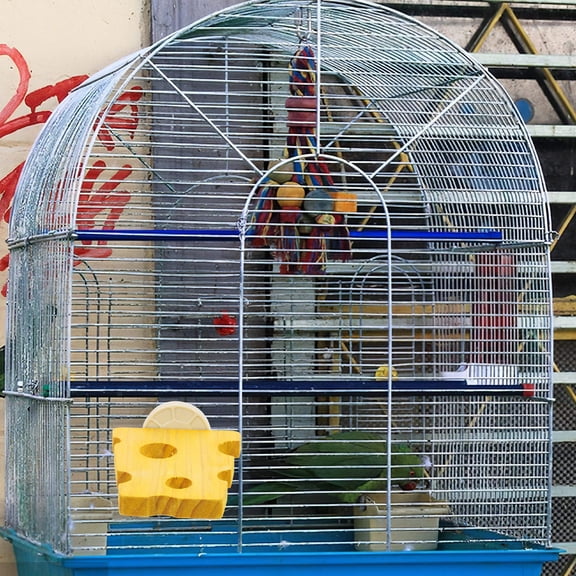 FOMIYES Natural Solid Wood Yellow Parrot Cage Stand for Chewing and Bird Exercise