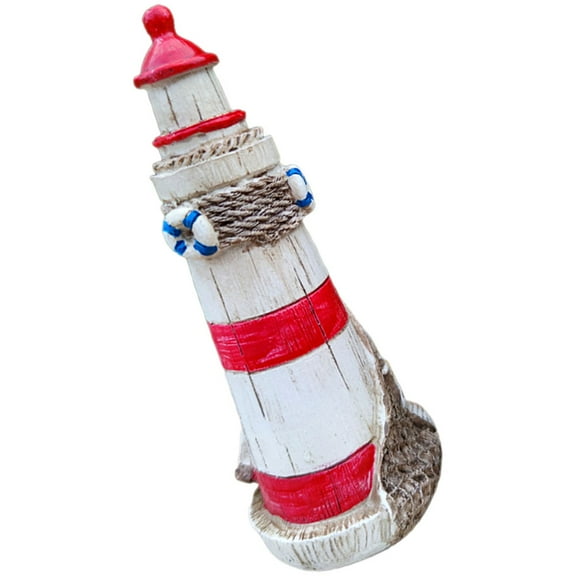 Raindrops Nautical Bunting Lighthouse Ornaments Aquarium Decor Seaside 13.5X5CM Red