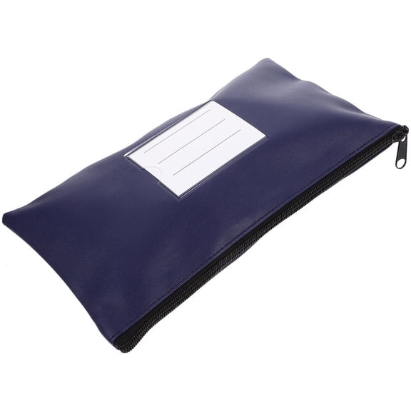 Raindrops Navy Portable Bill Wallet with Zipper, PU and Aluminum Alloy Cash & Receipt Organizer for Travel