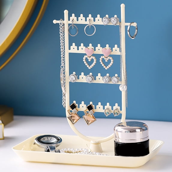 Raindrops Necklace Holder Stand Bracelet Holders Earring Mounted Beige
