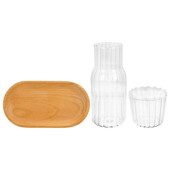 Raindrops Night Stand Water Glass with Cup Decanter Tray Jug Bedside Carafe Carafes