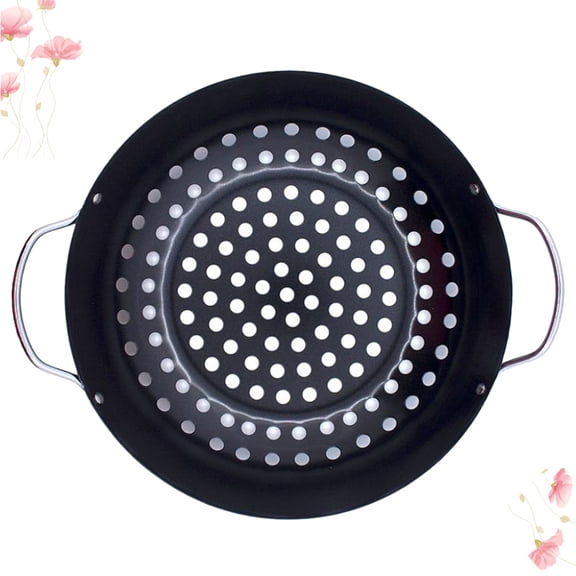 Raindrops Black Round Non-Stick Plate, Easy to Clean for Outdoor Grilling and Perfect Cooking