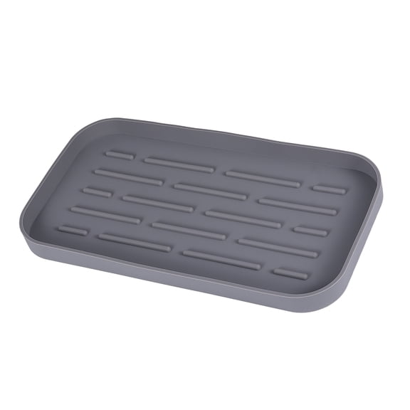 Raindrops Grey Nonslip Silicone Tray for Cup, Spoon, Wine Glass Drying Mat and Tableware Drain Tray, Kitchen Accessory
