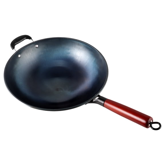 FOMIYES Cast Iron Skillet with Wooden Handle, Multi-Color Pan for Home Cooking on Gas Stove and Open Flame Use