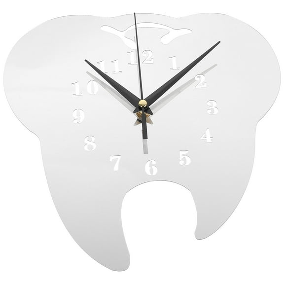 Raindrops Novelty Tooth-shaped Mirror Wall Clock Modern Dental Clinic Silent Decorative