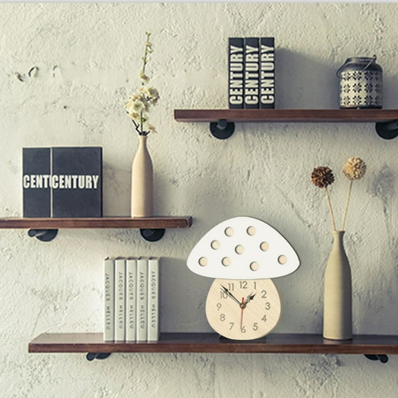 Raindrops Mushroom Wall Clock White Wooden Home Decor High Precision Timekeeping