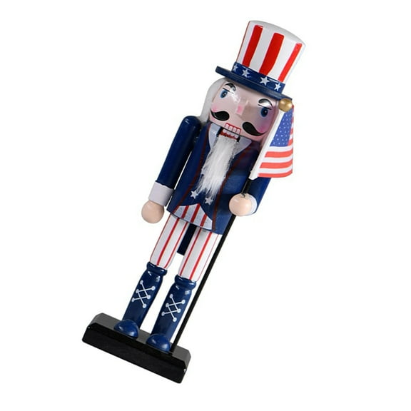 SHOWERORO Wood Nutcracker Figurine Blue 1Pack 9.8x3x2.6in