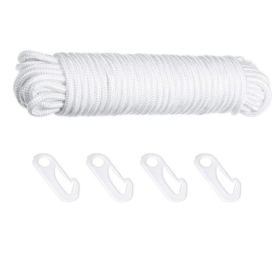 Raindrops 100FT Nylon Flagpole Halyard Rope with Hook Kit, 6mm Thick Outdoor Flag Pole Accessories Set