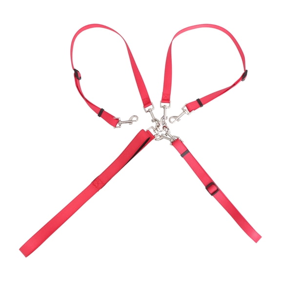 Raindrops Nylon and Metal 1Pack Three Heads Coupler in Red for Dog Walking